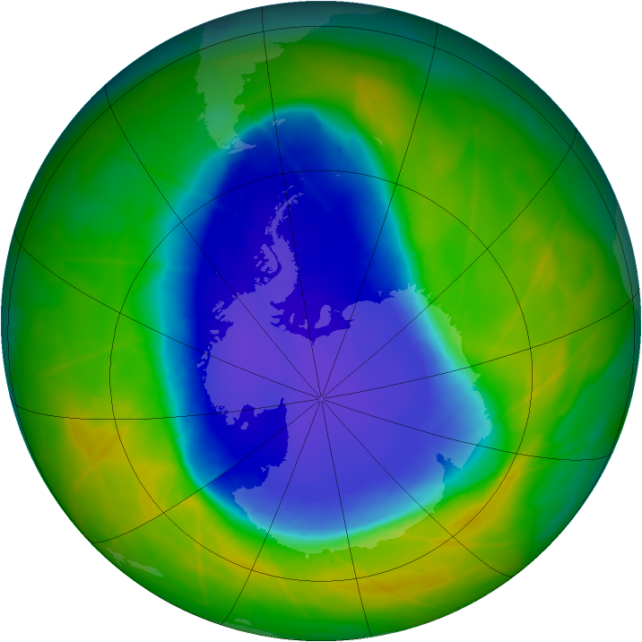 Antarctic ozone map for 10 November 2009